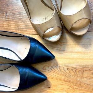 Lot Franco Sarto patent nude & black leather heels